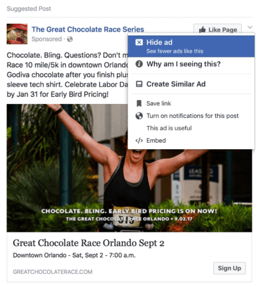 Facebook ad example