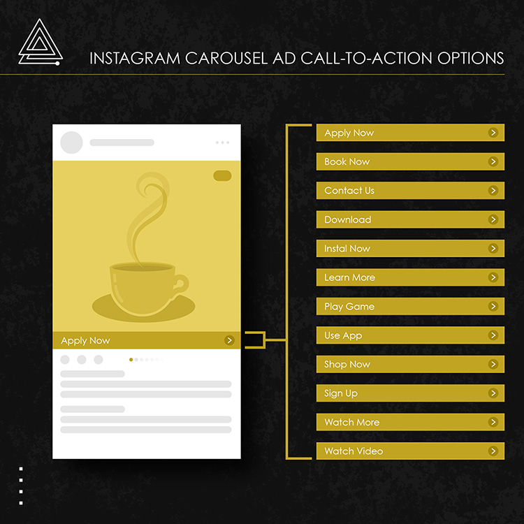 Instagram carousel ad call to action options