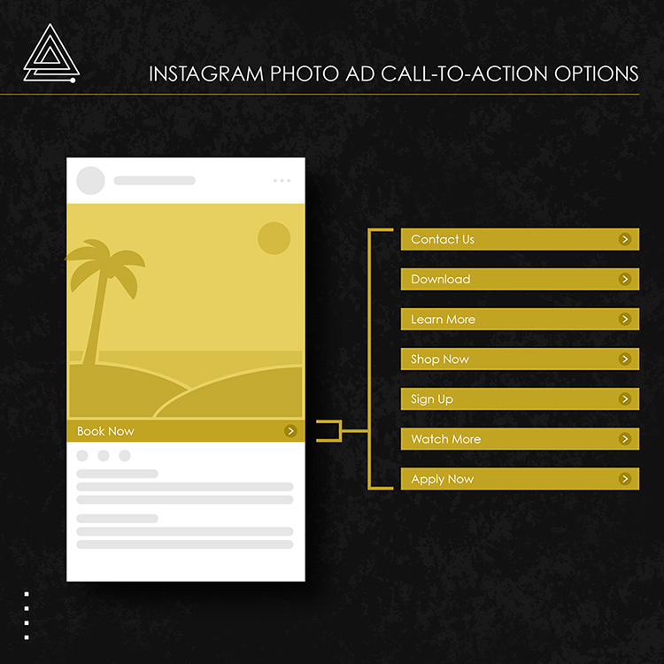 Instagram photo ad call to action options