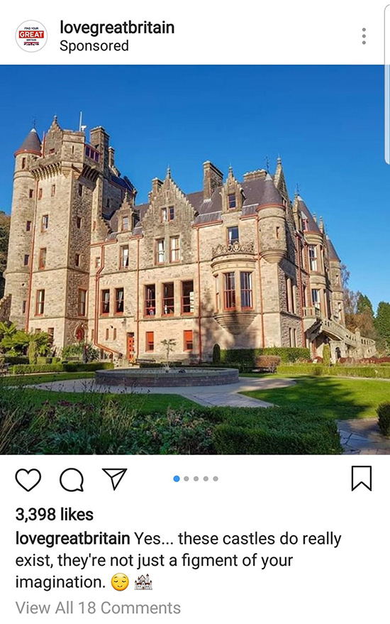 Love Great Britian Instagram ad in feed