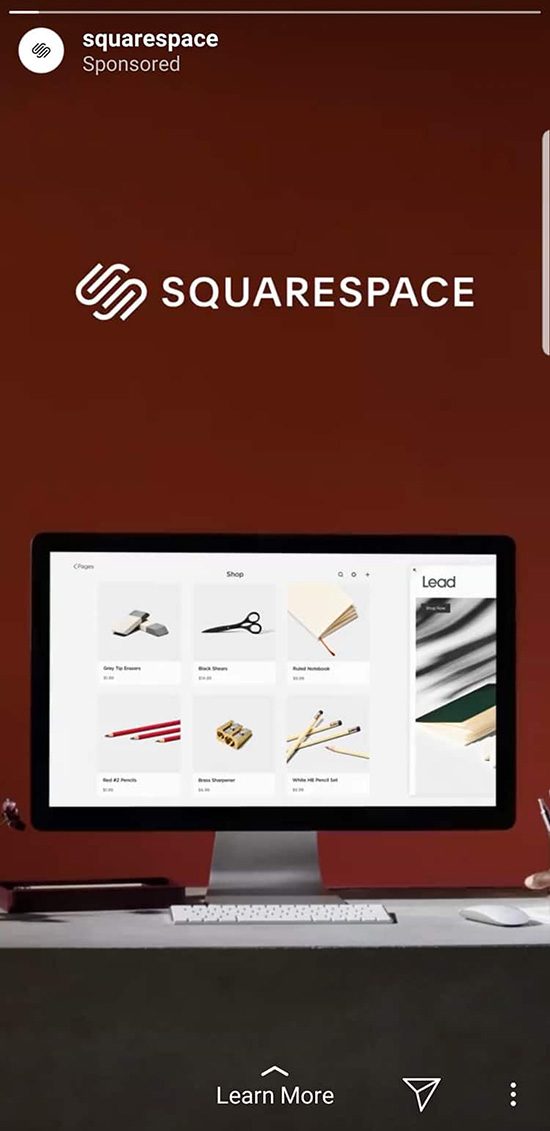 Squarespace Instagram Stories ad