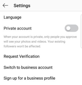 switch to instagram business account
