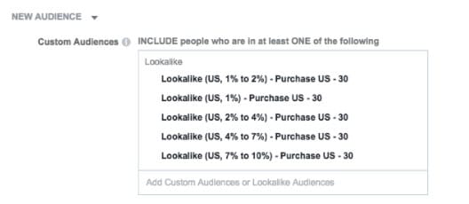 custom 1% to 10% lookalike audiences